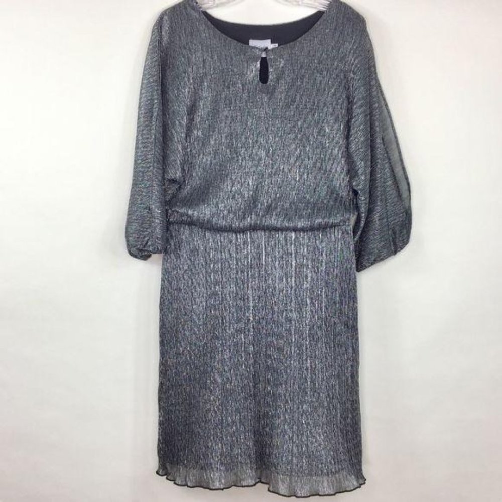J TAYLOR METALLIC SILVER DOLMAN WOMENS DRESS SIZE 14